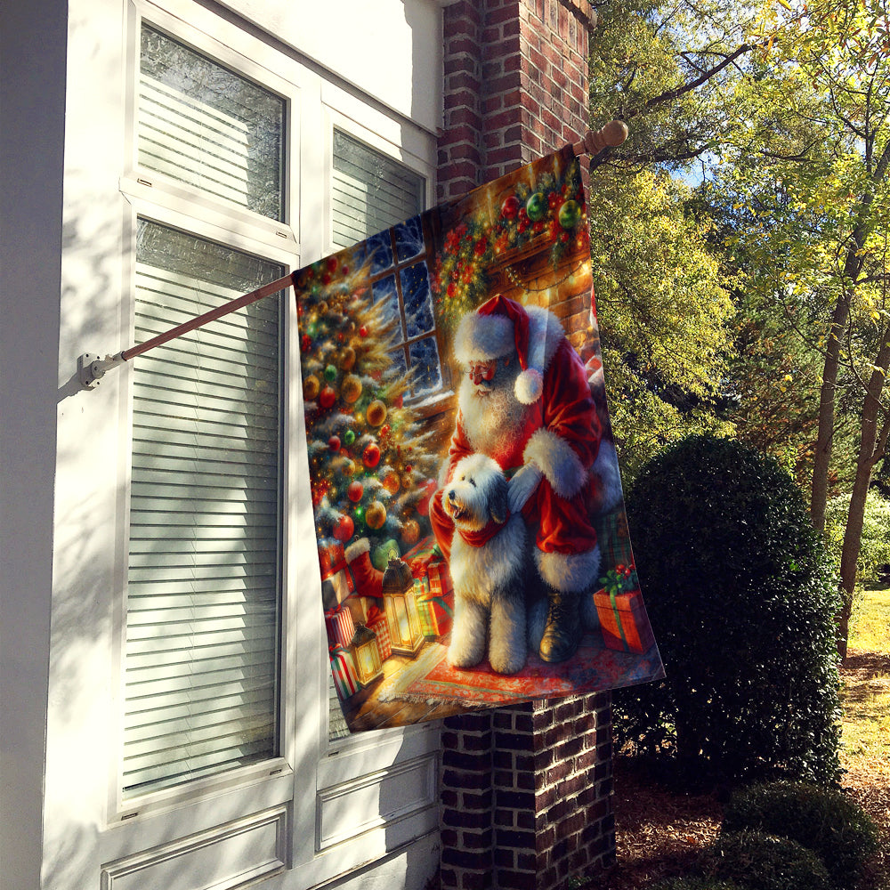 Caroline's Treasures Old English Sheepdog and Santa Claus House Flag