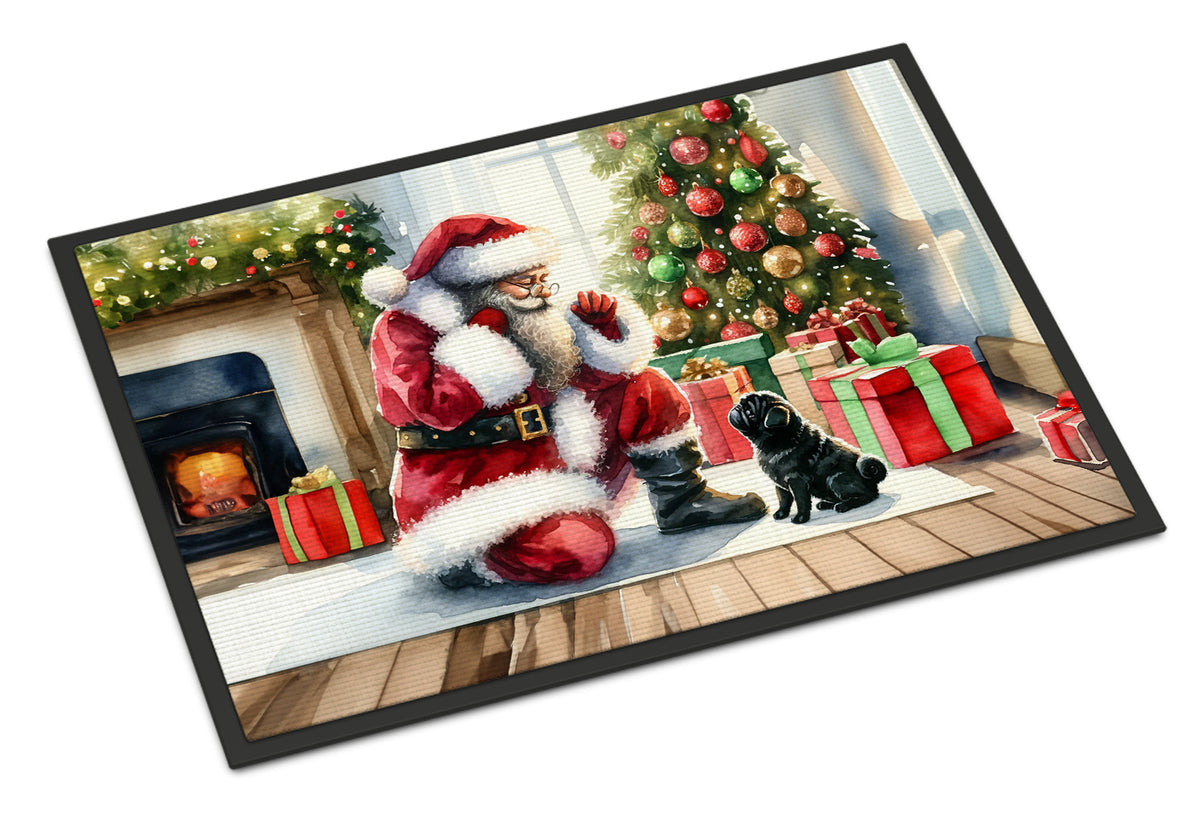Buy this Black Pug and Santa Claus Doormat