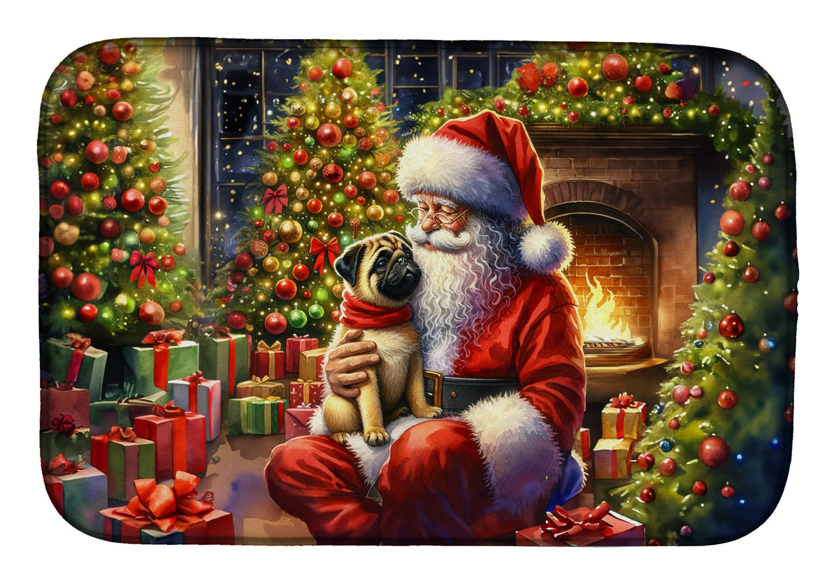 Buy this Fawn Pug and Santa Claus Dish Drying Mat