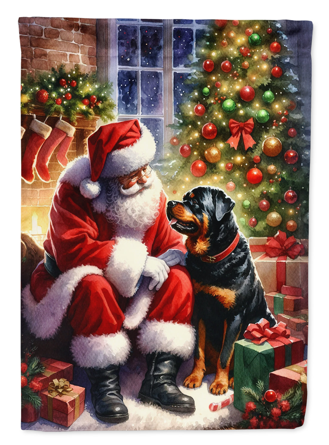 Buy this Rottweiler and Santa Claus House Flag