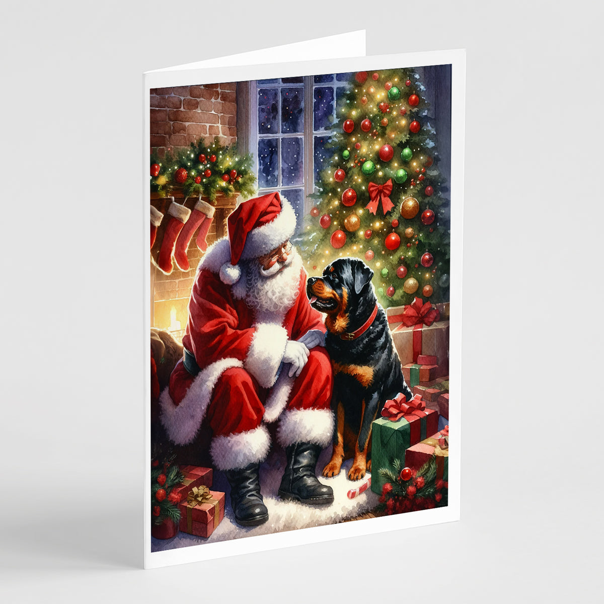 Buy this Rottweiler and Santa Claus Greeting Cards Pack of 8