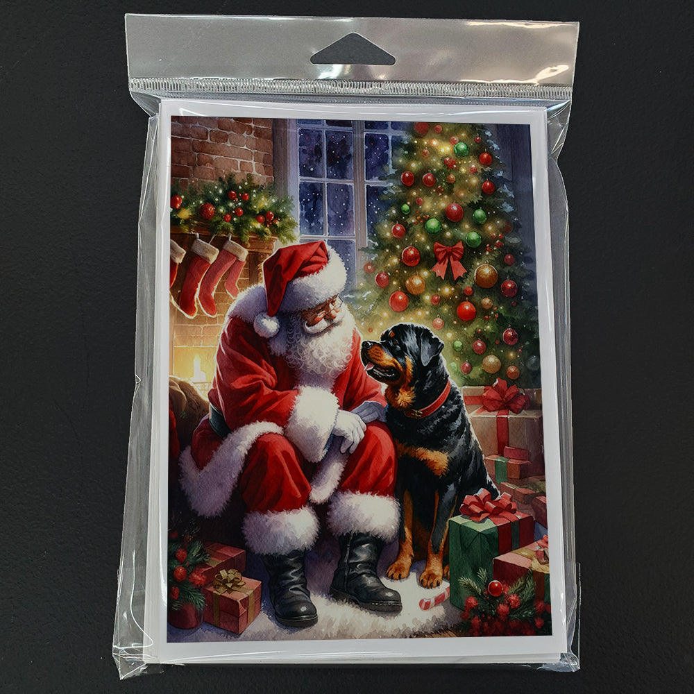 Rottweiler and Santa Claus Greeting Cards Pack of 8