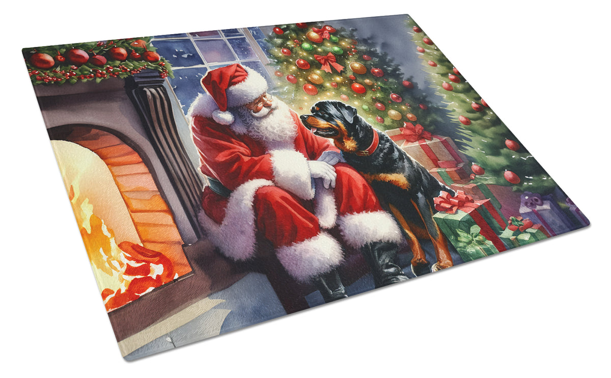 Buy this Rottweiler and Santa Claus Glass Cutting Board