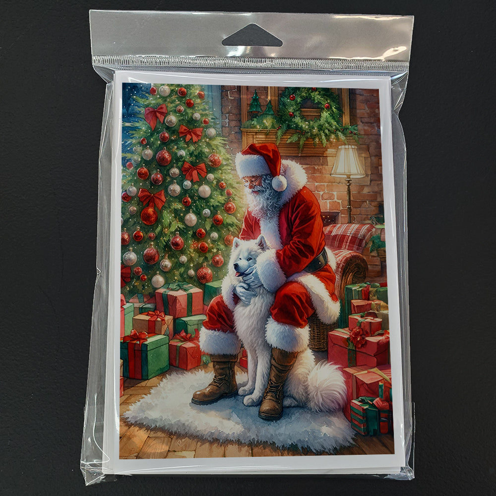 Samoyed and Santa Claus Greeting Cards Pack of 8