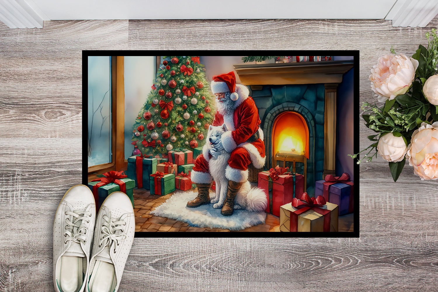 Buy this Samoyed and Santa Claus Doormat