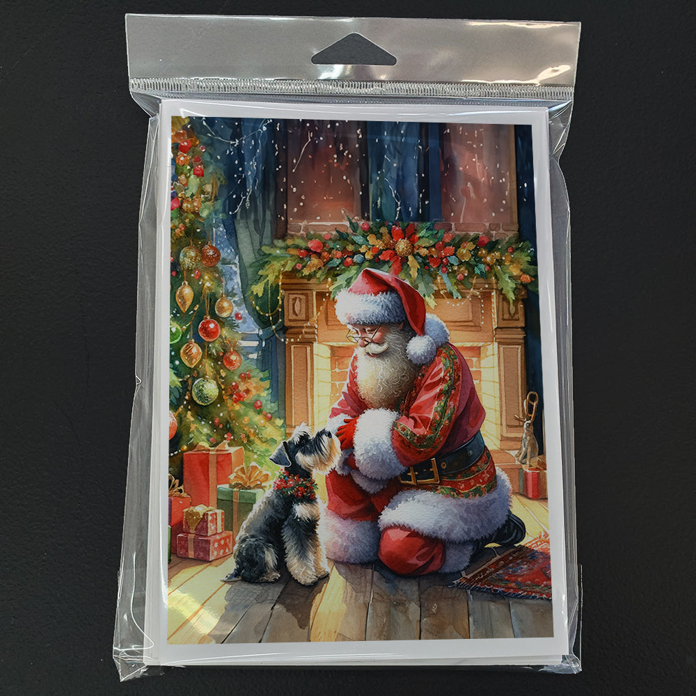 Schnauzer and Santa Claus Greeting Cards Pack of 8