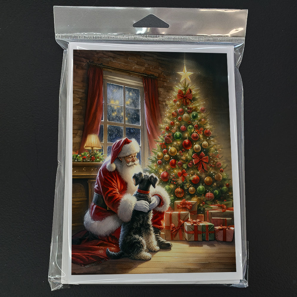 Schnauzer and Santa Claus Greeting Cards Pack of 8