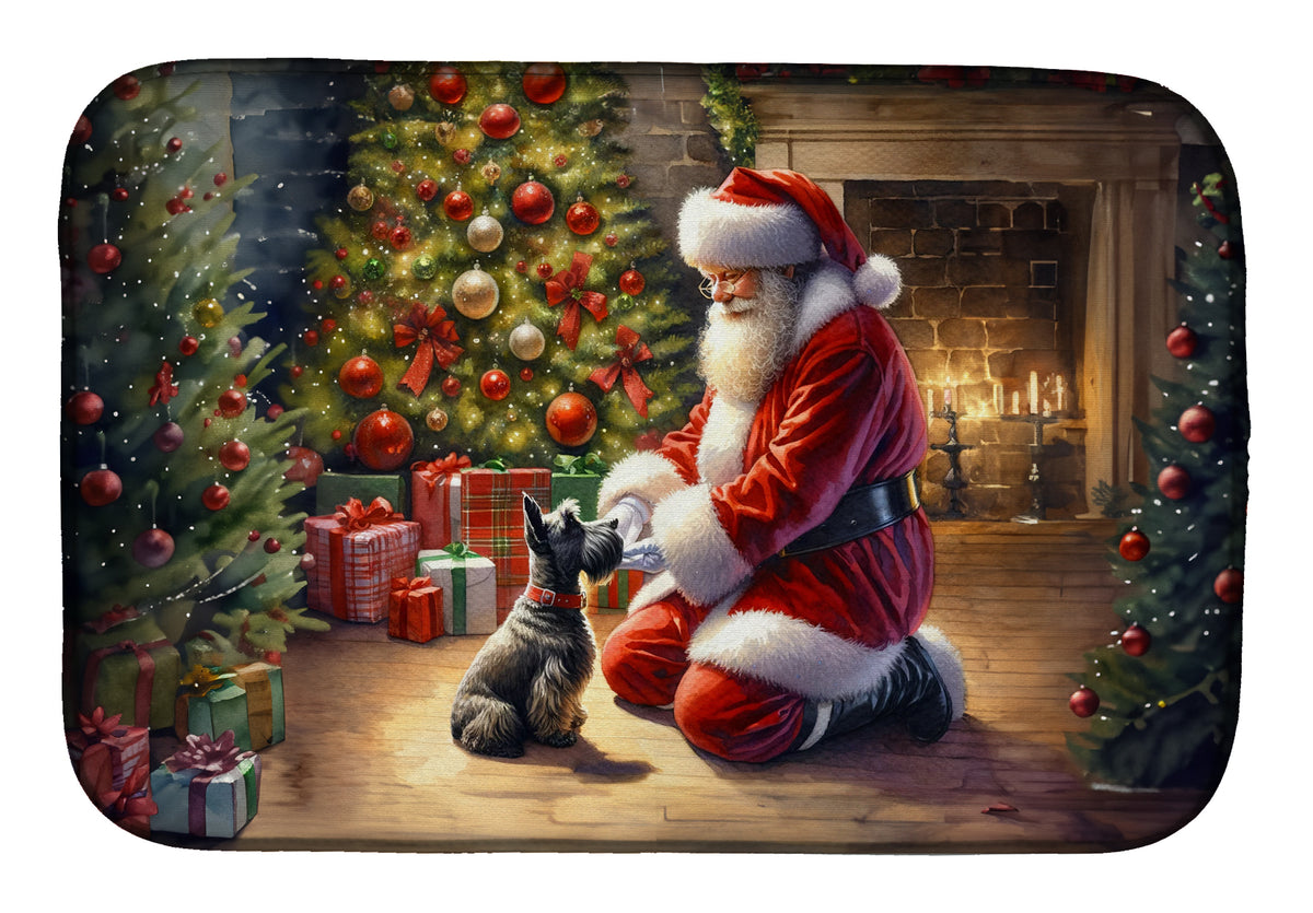 Buy this Scottish Terrier and Santa Claus Dish Drying Mat