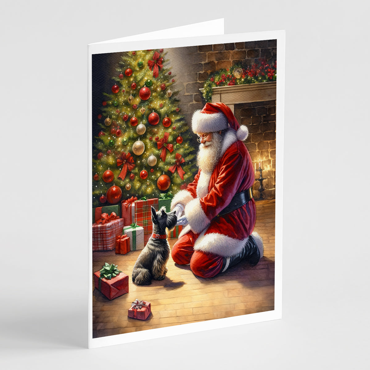 Buy this Scottish Terrier and Santa Claus Greeting Cards Pack of 8