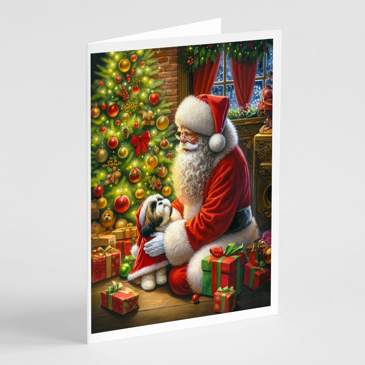 Buy this Shih Tzu and Santa Claus Greeting Cards Pack of 8