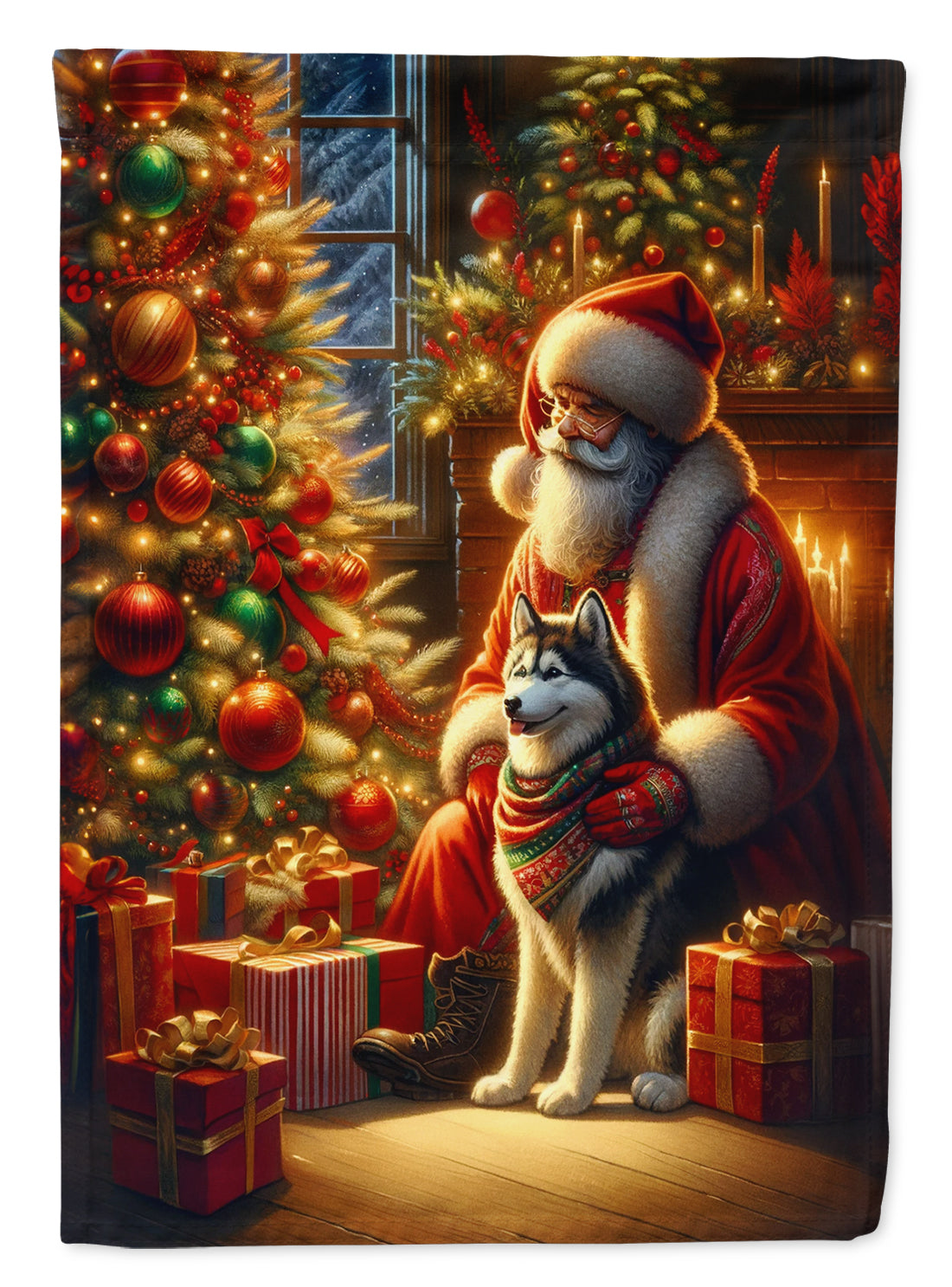 Buy this Siberian Husky and Santa Claus House Flag