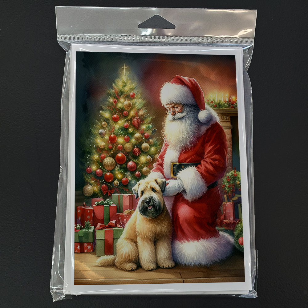 Wheaten Terrier and Santa Claus Greeting Cards Pack of 8