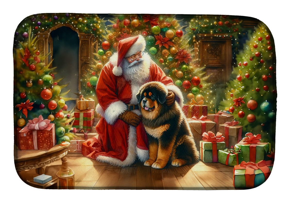 Buy this Tibetan Mastiff and Santa Claus Dish Drying Mat
