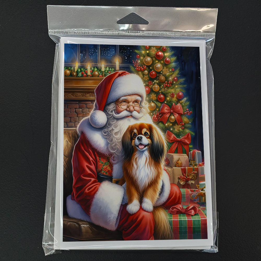 Tibetan Spaniel and Santa Claus Greeting Cards Pack of 8
