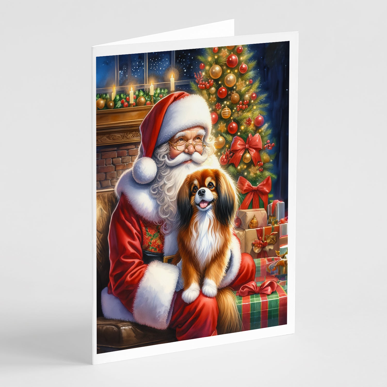 Buy this Tibetan Spaniel and Santa Claus Greeting Cards Pack of 8