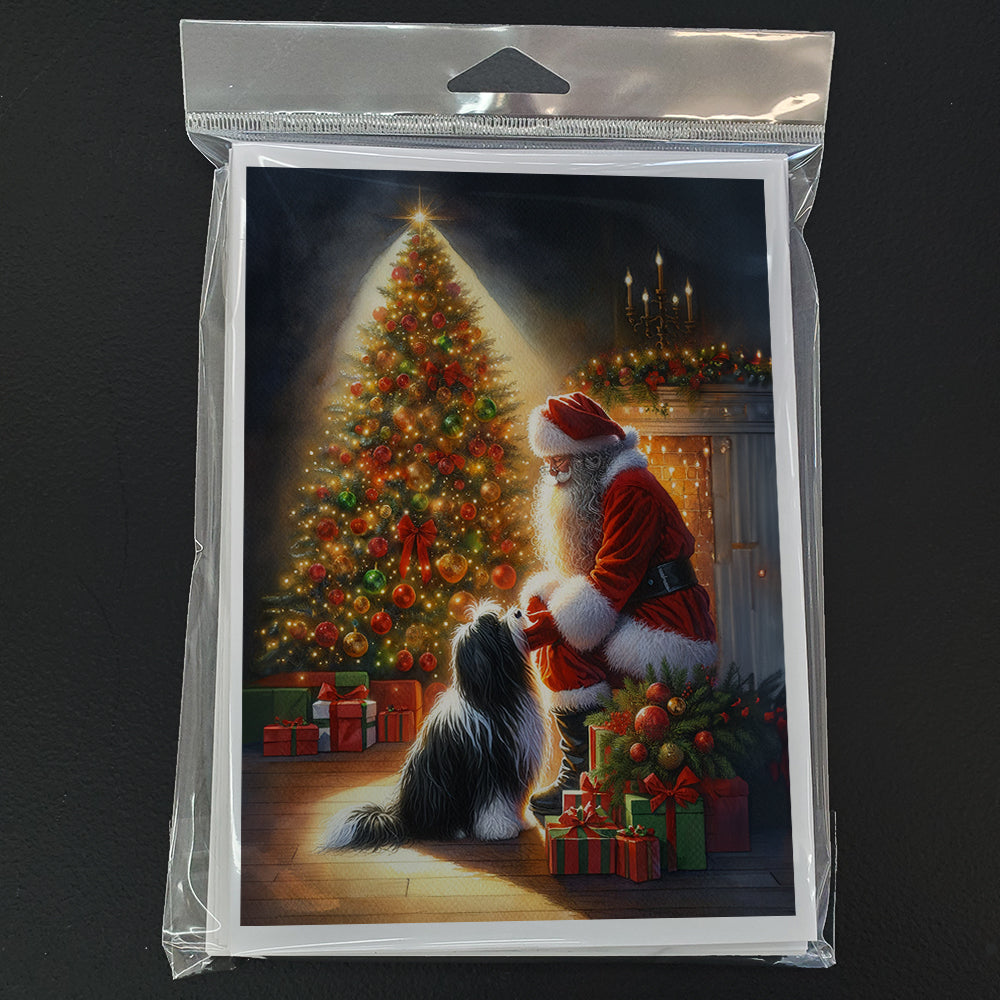 Tibetan Terrier and Santa Claus Greeting Cards Pack of 8
