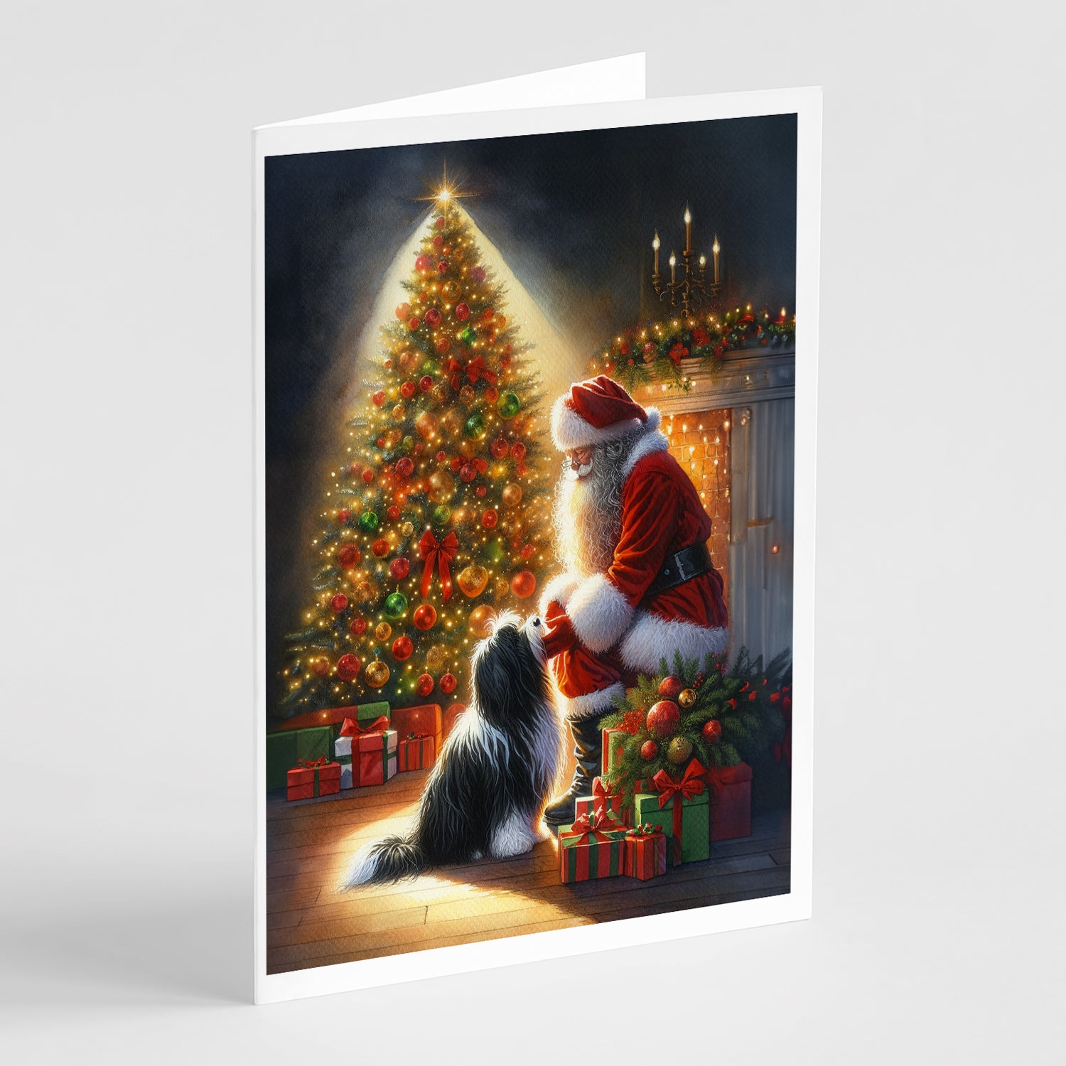 Buy this Tibetan Terrier and Santa Claus Greeting Cards Pack of 8