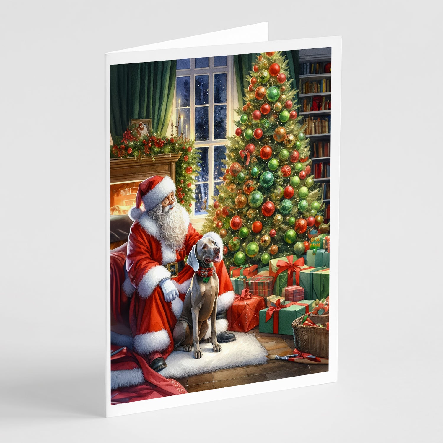 Buy this Weimaraner and Santa Claus Greeting Cards Pack of 8