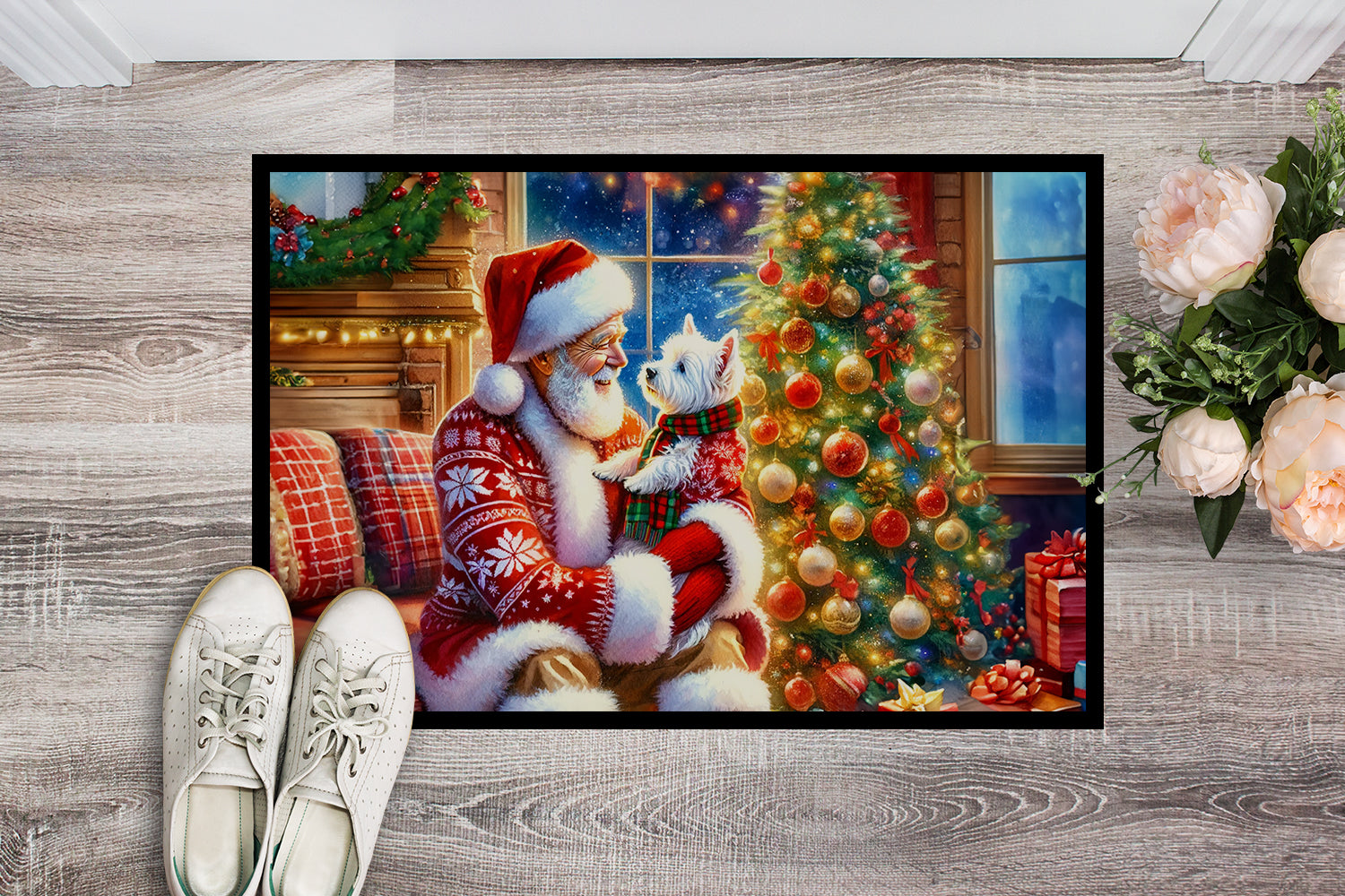 Caroline's Treasures Westie and Santa Claus Doormat-24x36 Indoor / Outdoor Rug | Made in USA