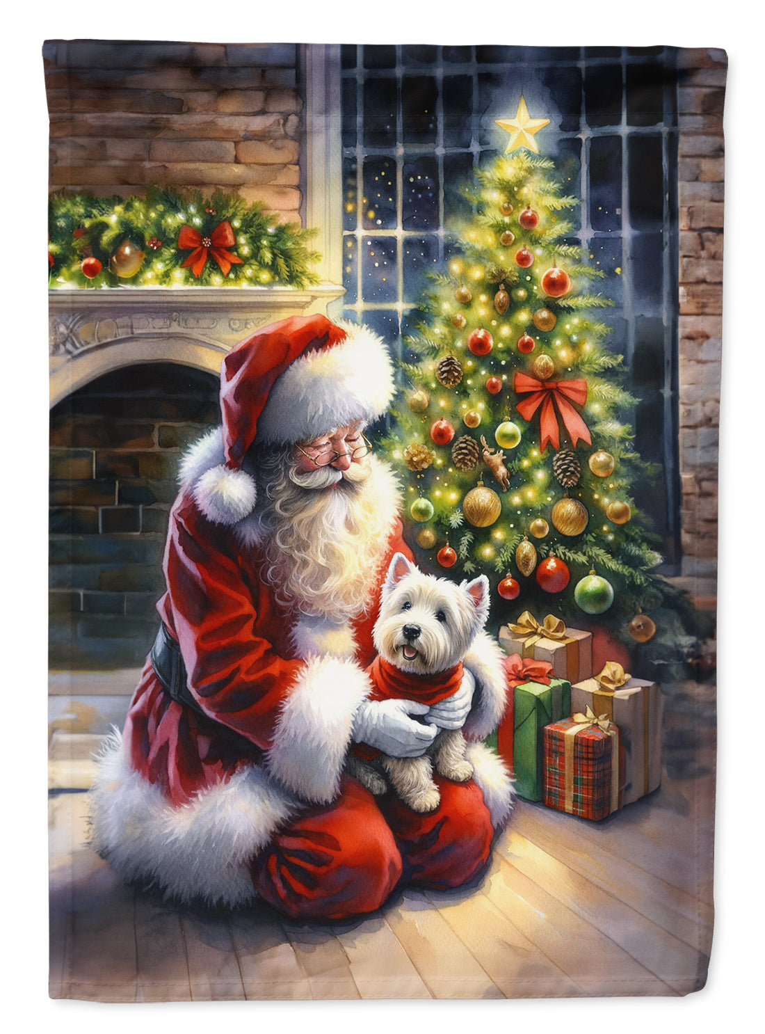 Buy this Westie and Santa Claus House Flag