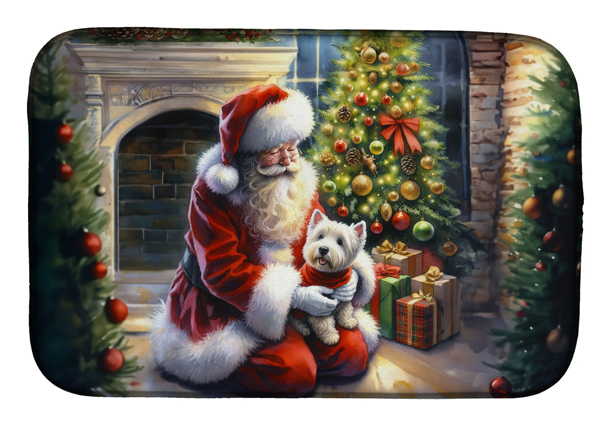 Buy this Westie and Santa Claus Dish Drying Mat