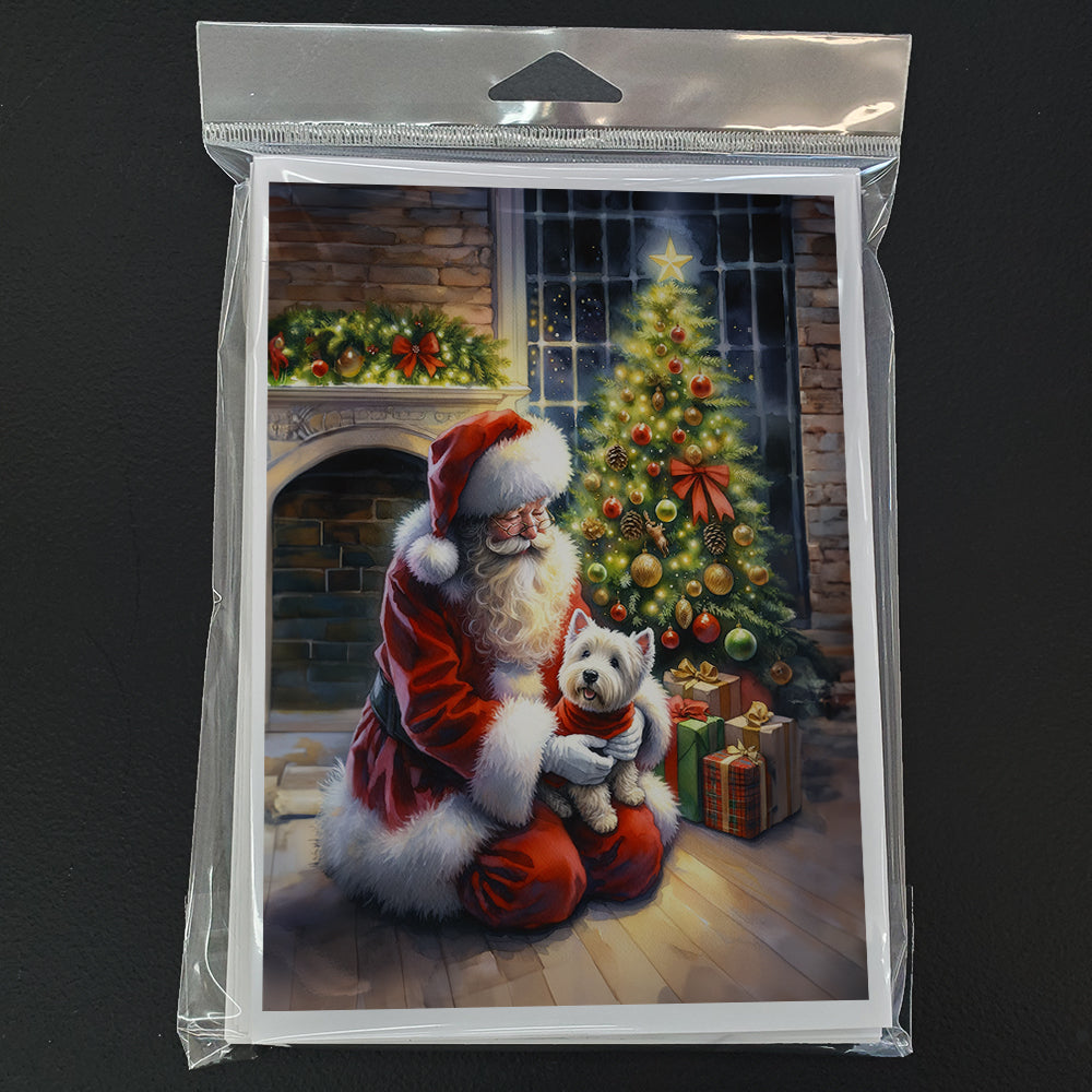Westie and Santa Claus Greeting Cards Pack of 8