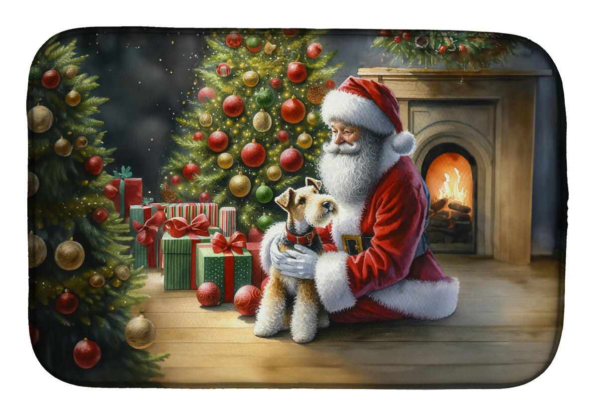 Buy this Fox Terrier and Santa Claus Dish Drying Mat