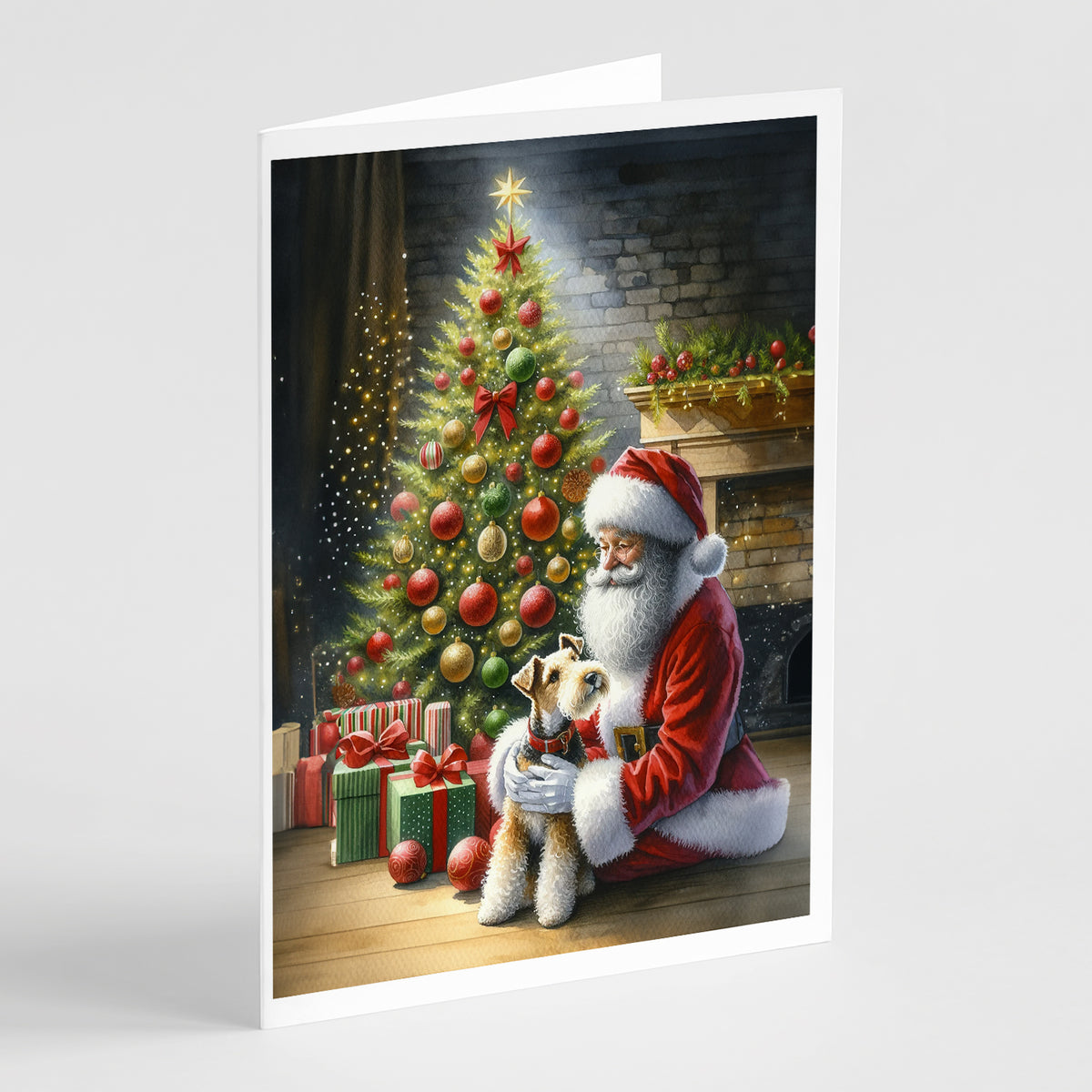 Buy this Fox Terrier and Santa Claus Greeting Cards Pack of 8