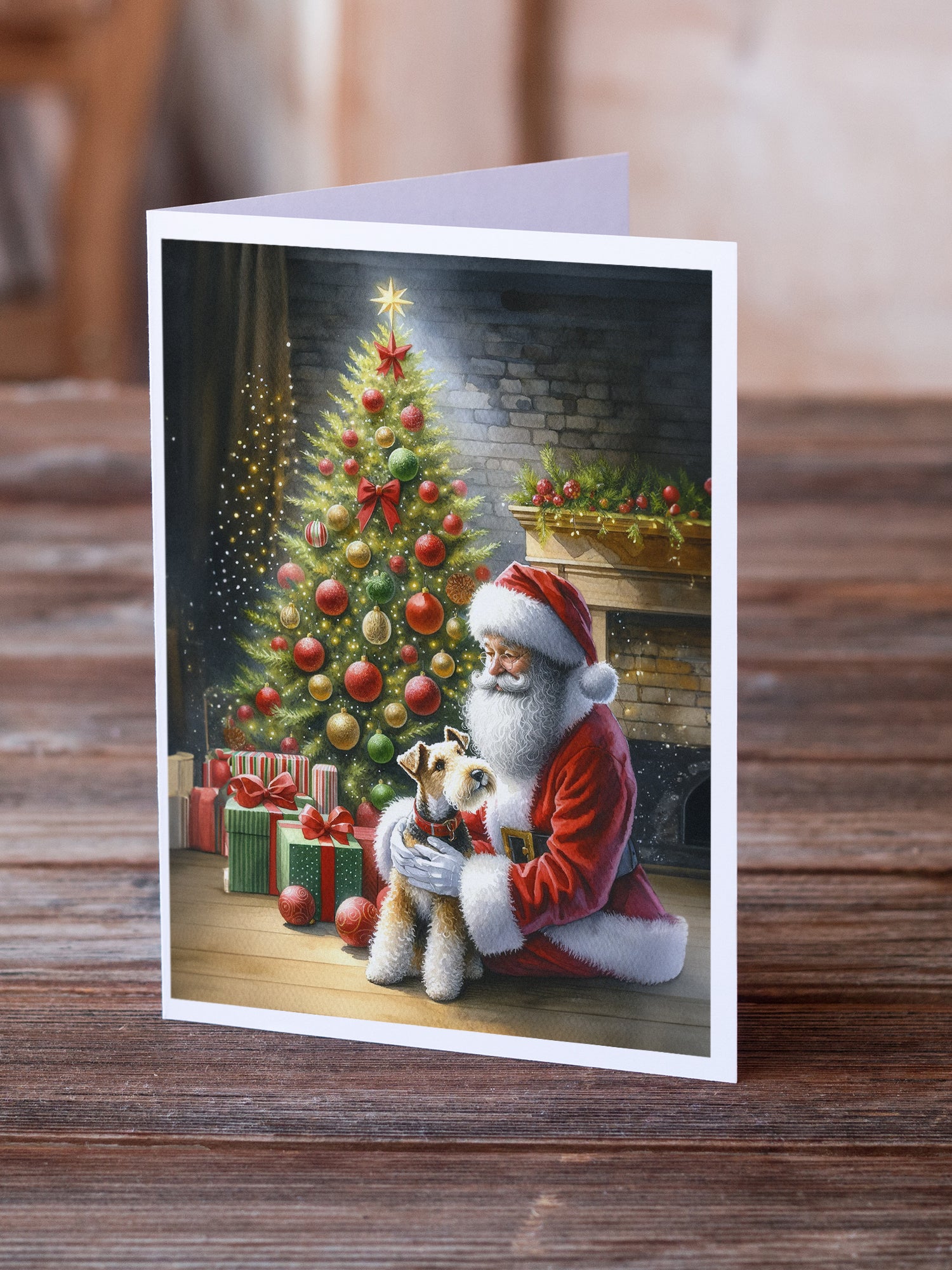 Fox Terrier and Santa Claus Greeting Cards Pack of 8