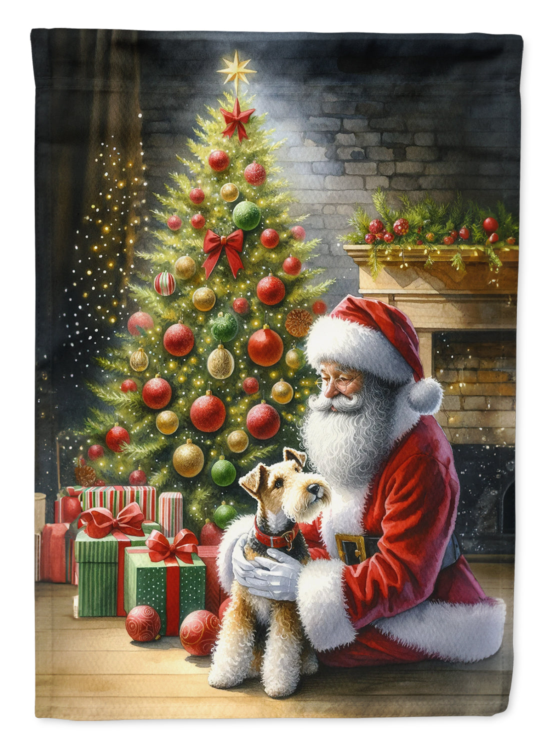 Buy this Fox Terrier and Santa Claus Garden Flag