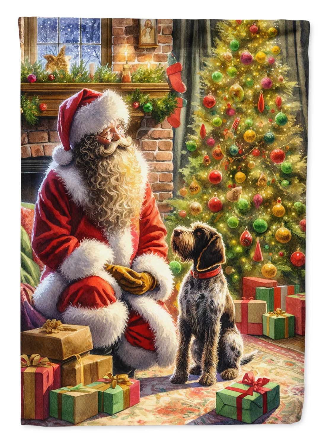 Buy this Wirehaired Pointing Griffon and Santa Claus House Flag