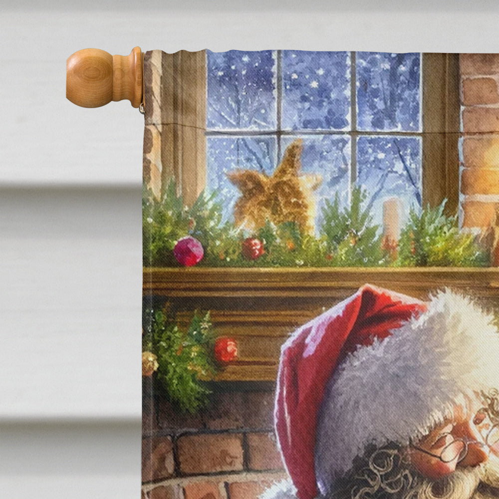 Wirehaired Pointing Griffon and Santa Claus House Flag