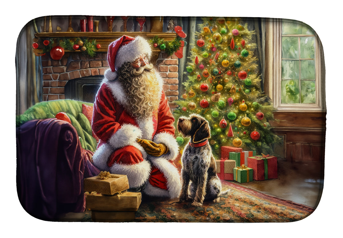 Buy this Wirehaired Pointing Griffon and Santa Claus Dish Drying Mat