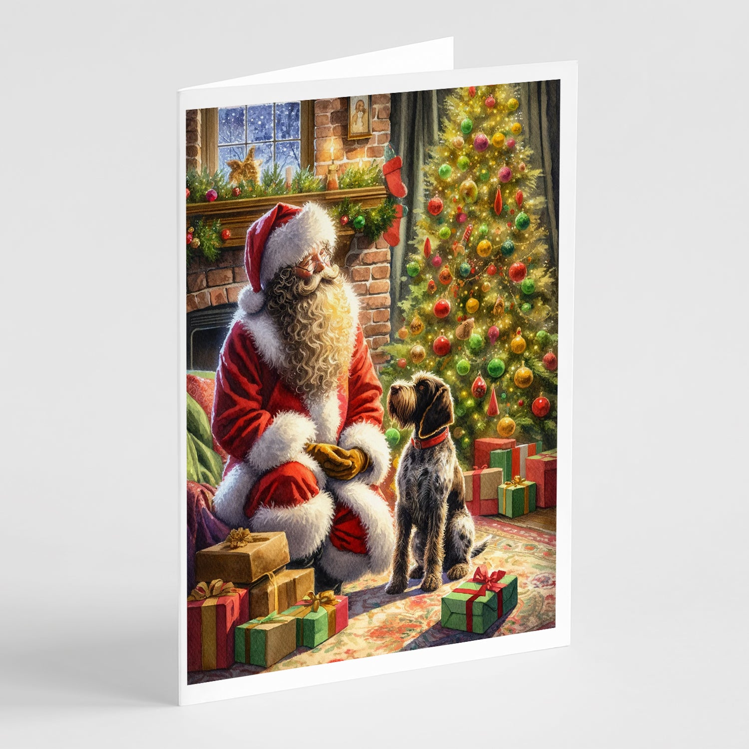 Buy this Wirehaired Pointing Griffon and Santa Claus Greeting Cards Pack of 8