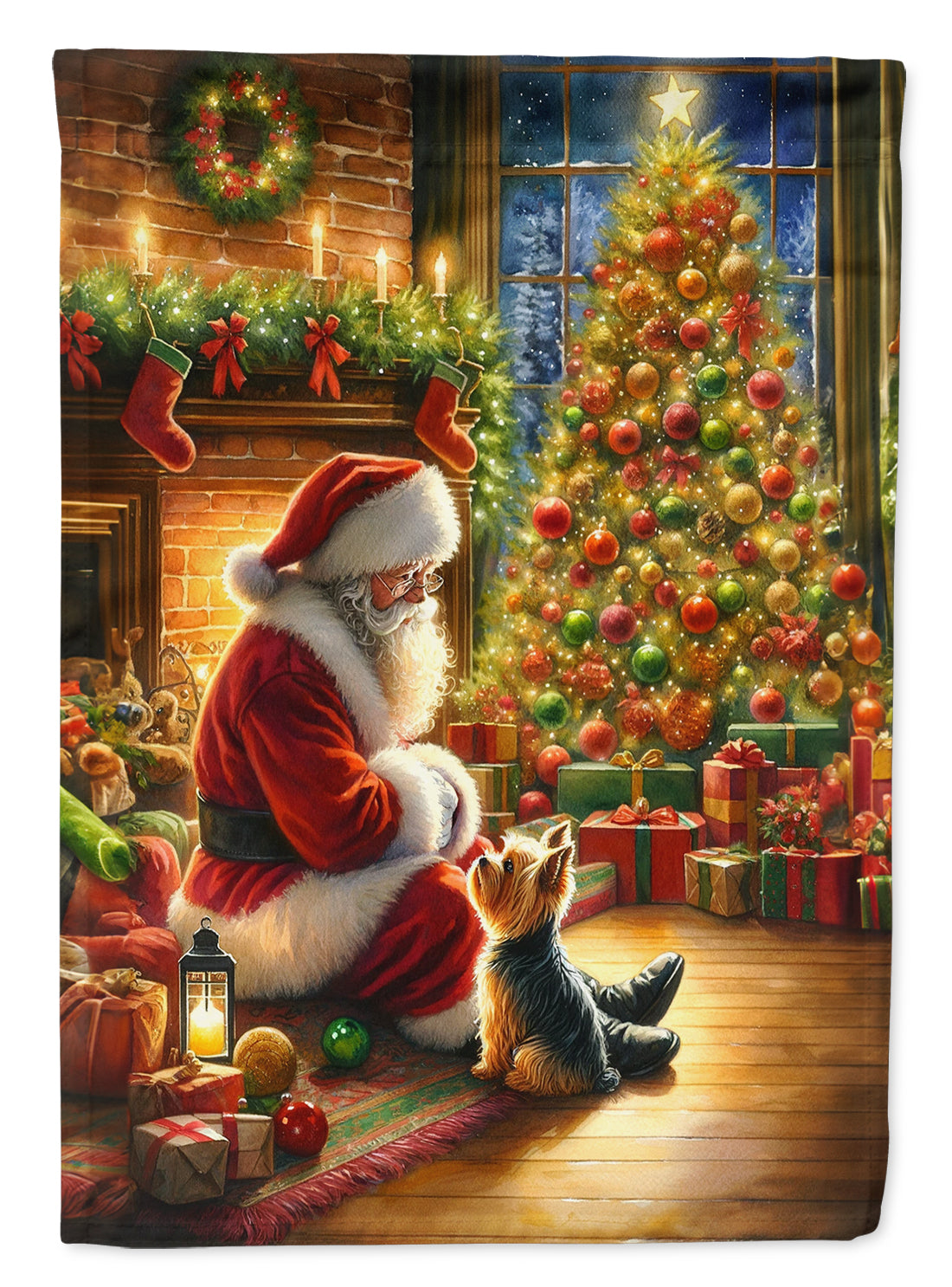 Caroline's Treasures Yorkshire Terrier Yorkie and Santa Claus House Flag