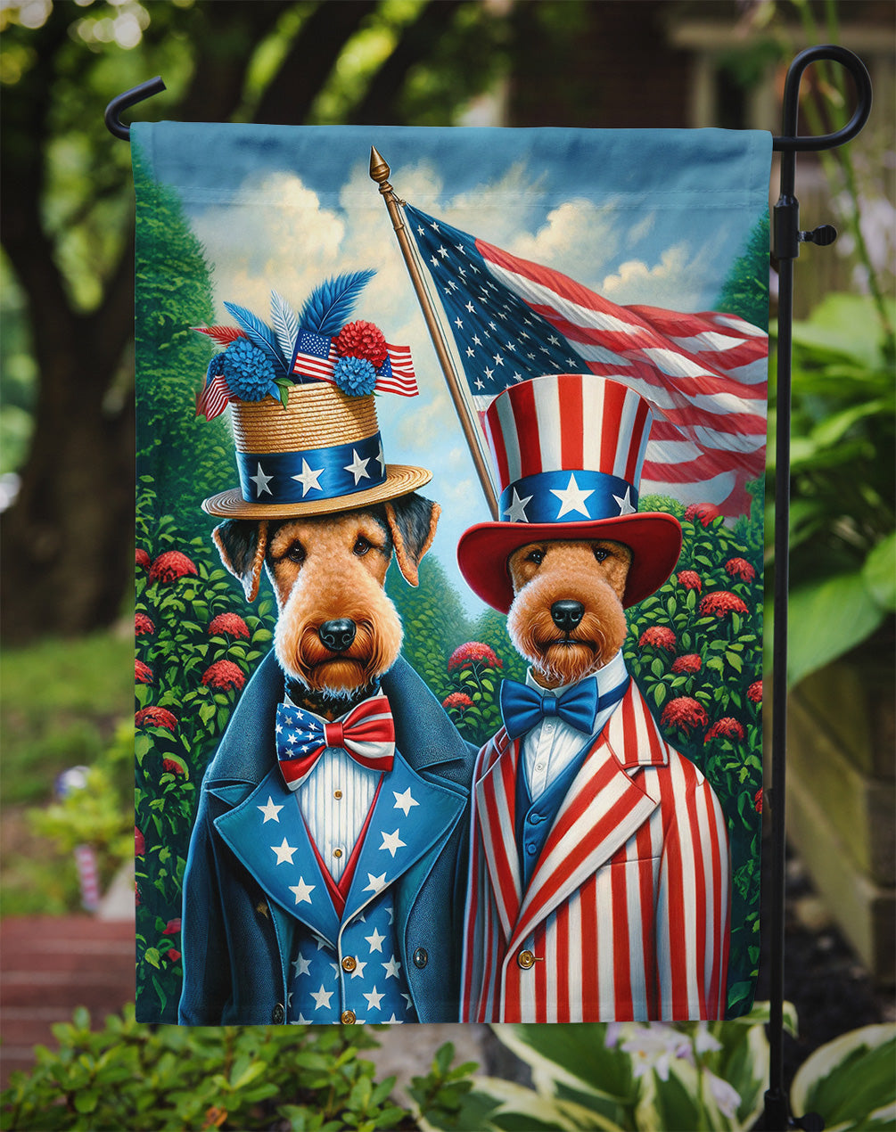 All American Airedale Terrier Garden Flag