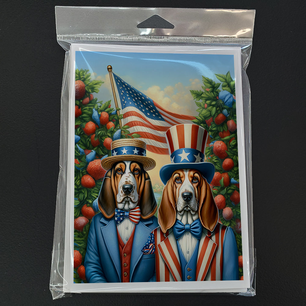 All American Basset Hound Greeting Cards Pack of 8
