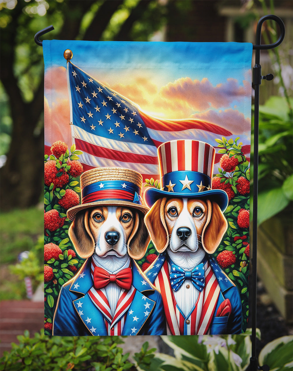 All American Beagle Garden Flag