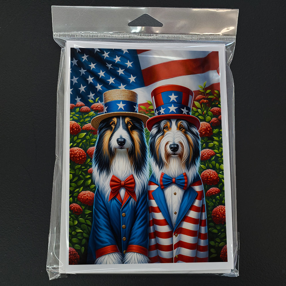 All American Bearded Collie Greeting Cards Pack of 8