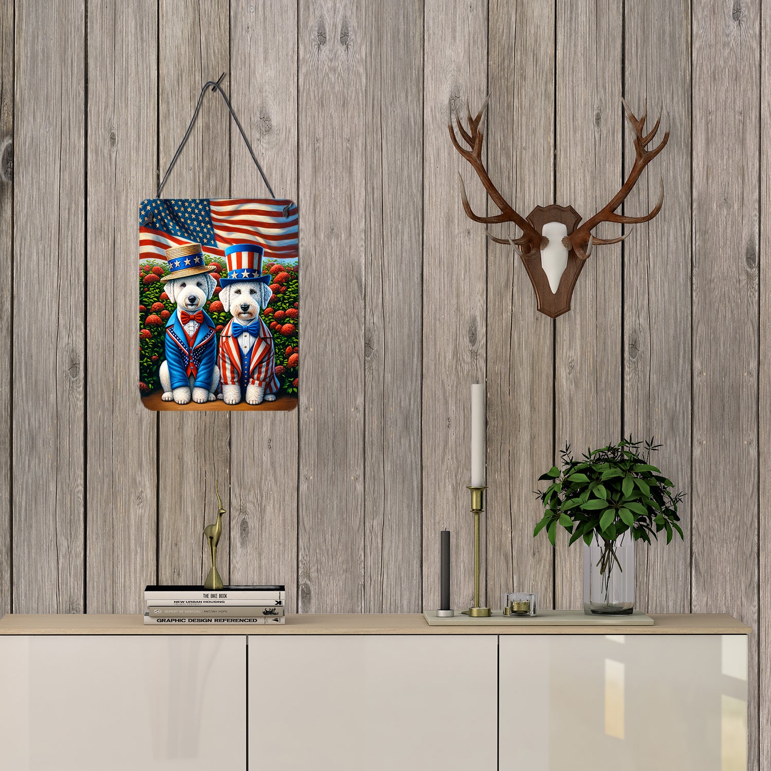 All American Bedlington Terrier Wall or Door Hanging Prints