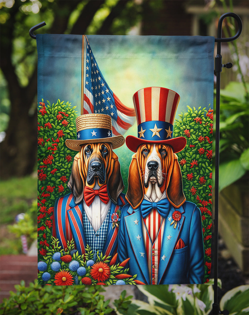 All American Bloodhound Garden Flag