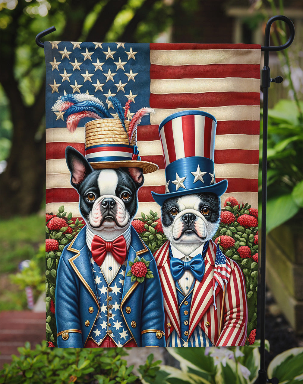 All American Boston Terrier Garden Flag