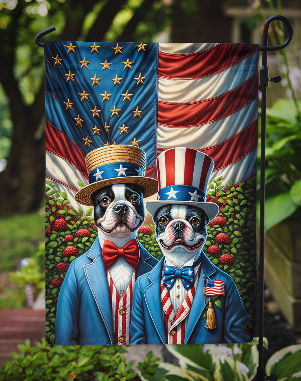 All American Boston Terrier Garden Flag