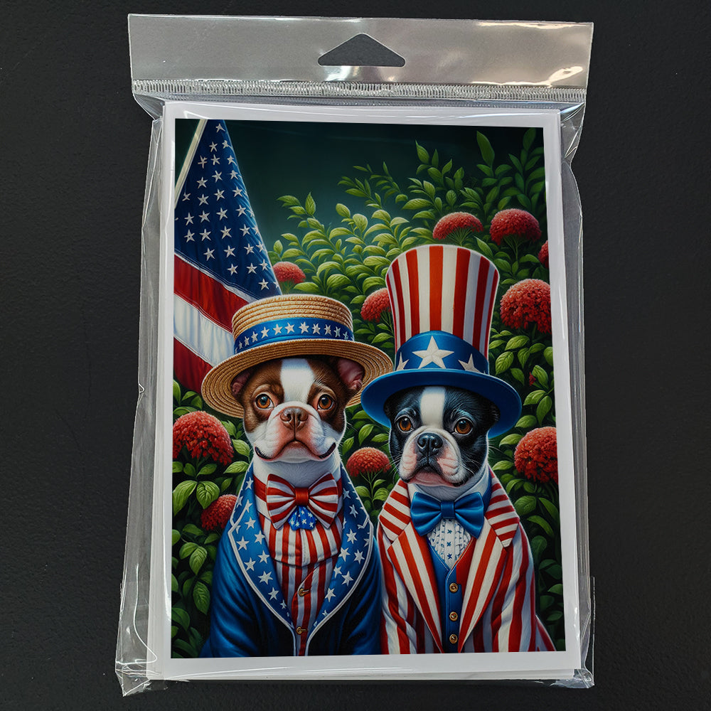 All American Boston Terrier Greeting Cards Pack of 8