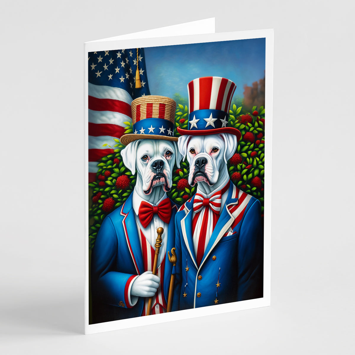 Buy this All American White Boxer Greeting Cards Pack of 8