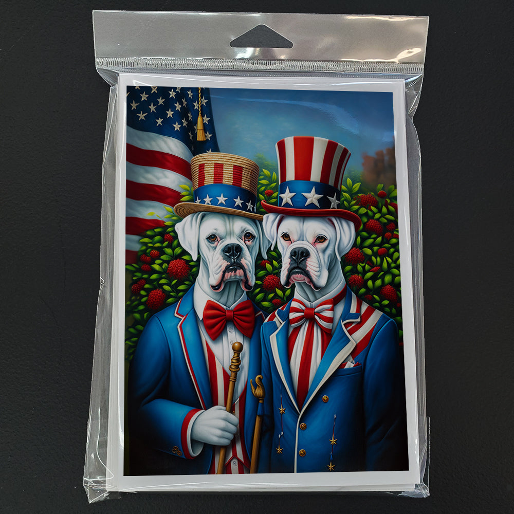 All American White Boxer Greeting Cards Pack of 8