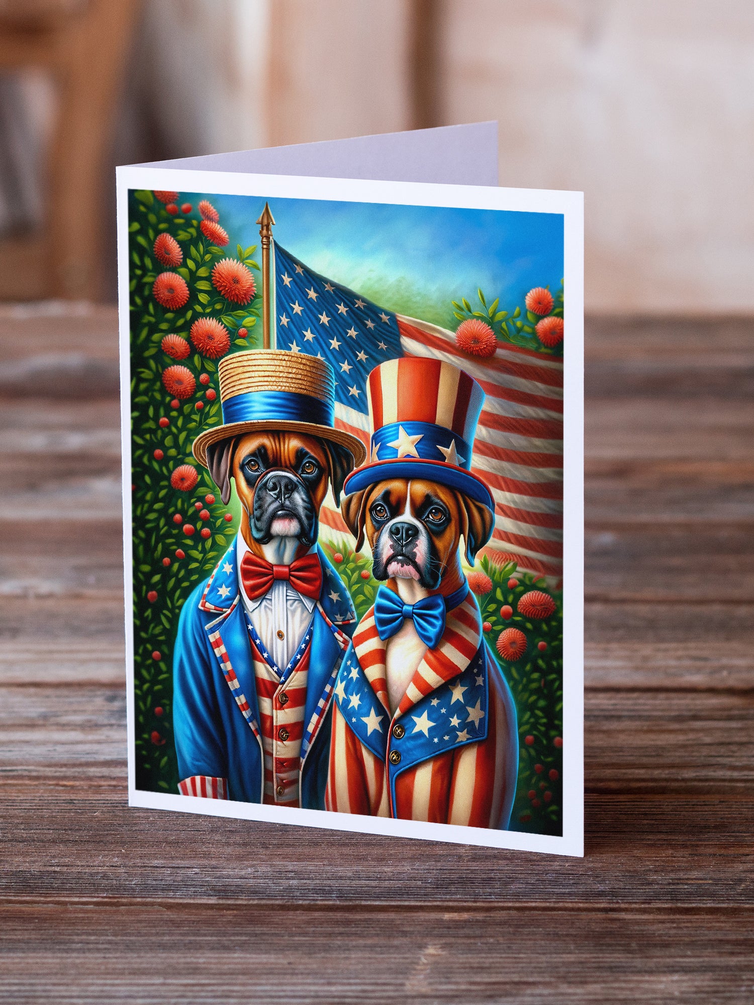 All American Boxer Greeting Cards Pack of 8