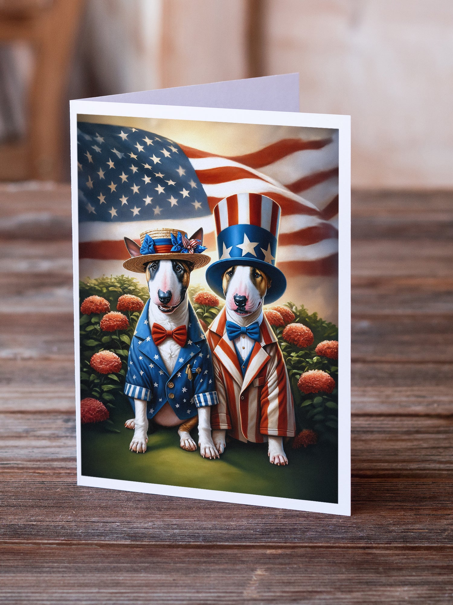 All American Bull Terrier Greeting Cards Pack of 8