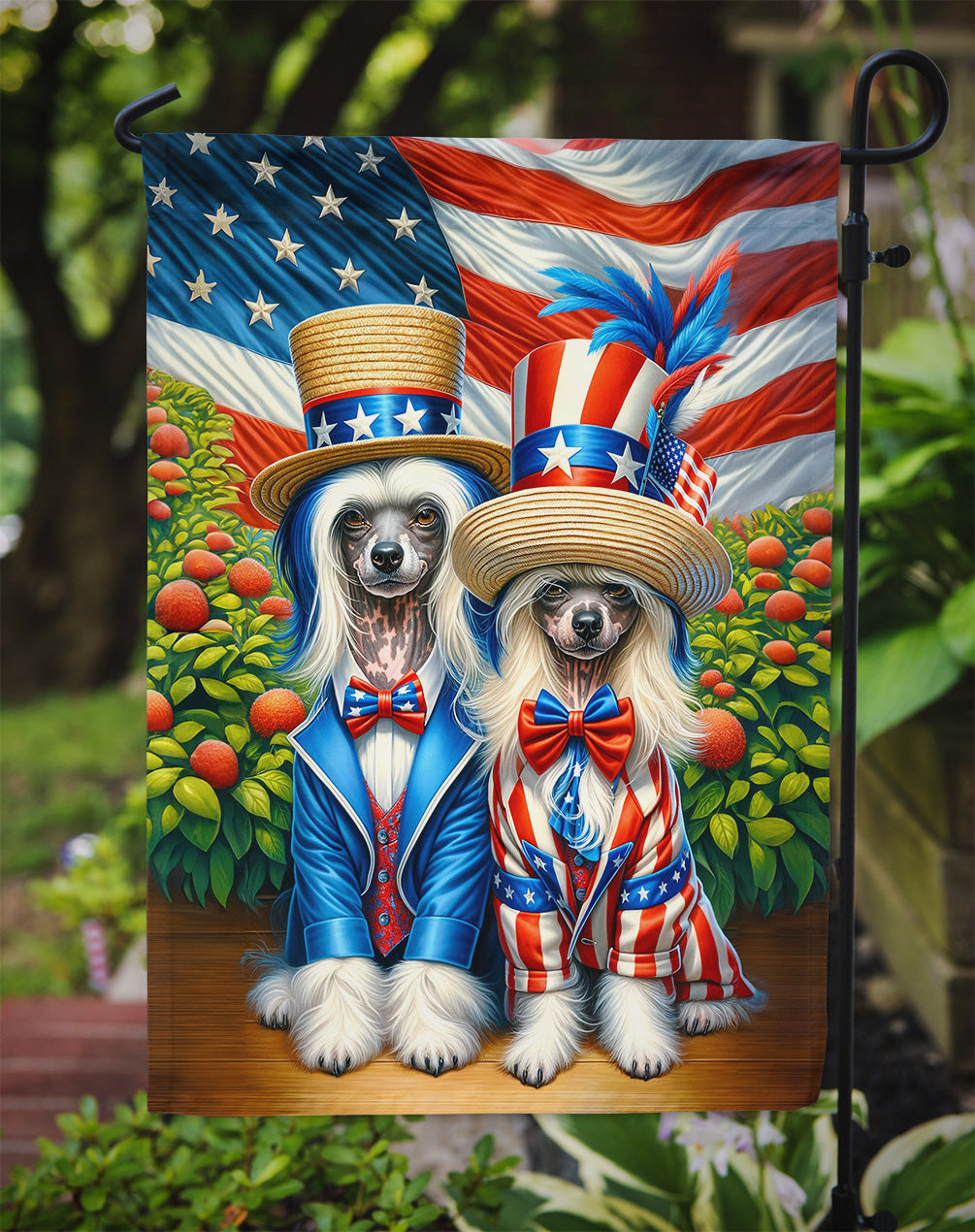 All American Chinese Crested Garden Flag