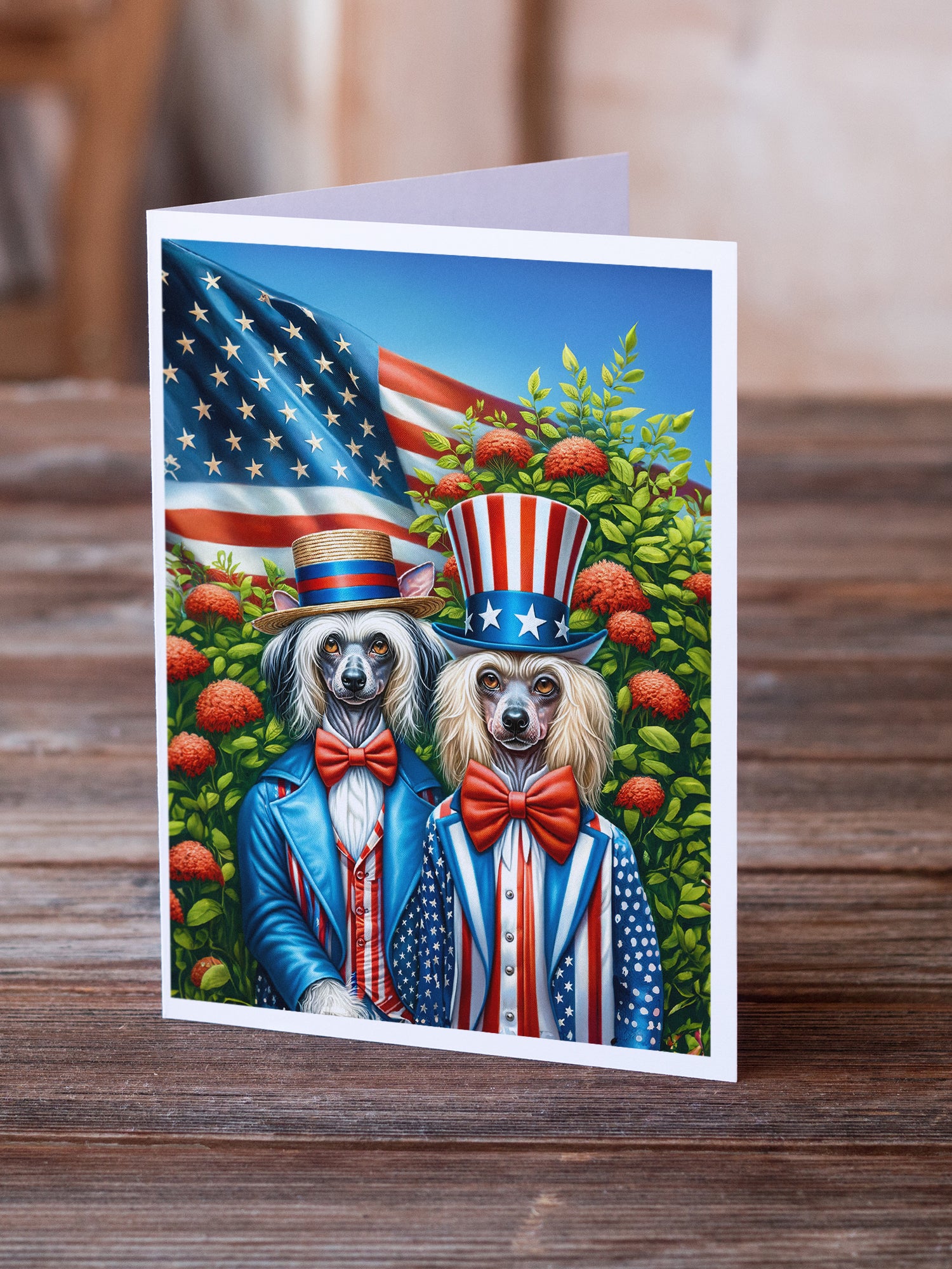All American Chinese Crested Greeting Cards Pack of 8